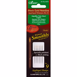 Clover Black Gold Applique/Sharps Needles-Size 9 6/Pkg