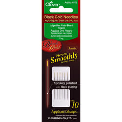Clover Black Gold Applique/Sharps Needles-Size 10 6/Pkg