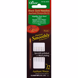Clover Black Gold Applique/Sharps Needles-Size 12 6/Pkg