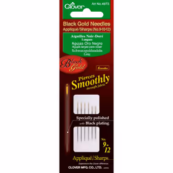 Clover Black Gold Applique/Sharps Needles-Size 9/12 6/Pkg