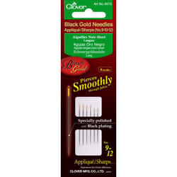 Clover Black Gold Applique/Sharps Needles-Size 9/12 6/Pkg
