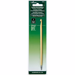 CLOVER Takumi Bamboo Interchangeable Tunisian Crochet Hook Brown  6.5"""" Height x 0.2"""" Width x 0.2"""" Length