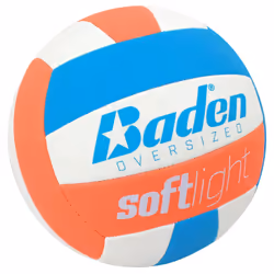 Baden | Softlight VXT2 | No Sting FlexFoam Cover | Youth Oversized Training Volleyball | K-5 Youth Players | 20% Larger + Lighter | Orange/Blue/White