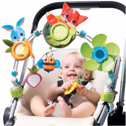 Tiny Love Sunny Stroll Activity Arch with Rattle Toys, 0 Month +, Adjustable Clips Fit Most Strollers, Meadow Days