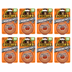 Gorilla 106107 Tough Mounting Tape 8 Pack Clear Yellow 6 Count