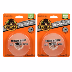 Gorilla Tough & Clear Double Sided Adhesive Mounting Tape; Extra Large; 1"" x 150""; Clear; (Pack of 2)