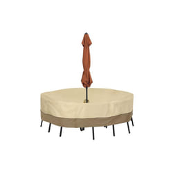 Classic Accessories 55-462-041501-00 Round Table & Chair Set Cover With Umbrella Hole - Large, Brown