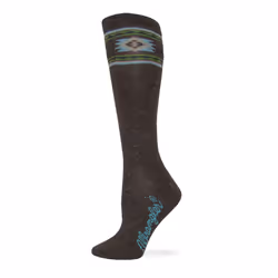 Wrangler Ladies Angora Blend Aztec Pattern Knee High Boot Socks 3 Pair Pack (US  Alpha  Medium  Regular  Regular  Denim/Brown/Charcoal)