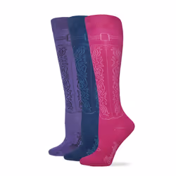 Wrangler Cowgirl Boot Socks  Assorted  Med (W 6-9)  3 Pair