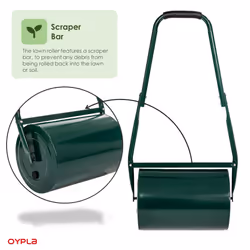 Oypla Galvanised Garden Steel Lawn Roller 30 Litre Drum Scraper Bar & Collapsible Handle Create a Lawn Worthy of a Bowls Gree ...