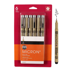 SAKURA Pigma Micron Fineliner Pens - Archival Black Ink Pens - Pens for Writing Drawing or Journaling - Black Ink - 10 Point Size - 6 Pack