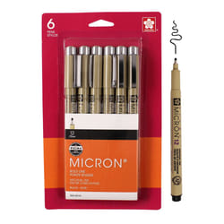 SAKURA Pigma Micron Fineliner Pens - Archival Black Ink Pens - Pens for Writing Drawing or Journaling - Black Ink - 12 Point Size - 6 Pack