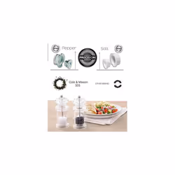 COLE & MASON 505 Salt and Pepper Grinder Set - Clear Acrylic Mills Includes Precision Mechanisms and Premium Sea Salt and Peppercorns