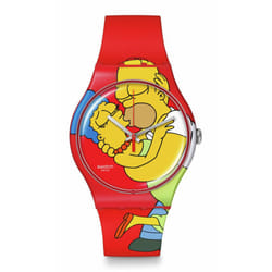 Swatch Simpsons Watch Red Unisex Casual Bio-sourced Quartz Sweet Embra