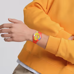 Swatch Simpsons Watch Red Unisex Casual Bio-sourced Quartz Sweet Embra
