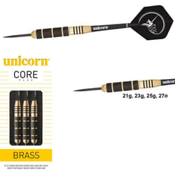 Unicorn Core Plus Win Brass Darts Set Black/Gold Weight 21g-27g (2020) - 23g