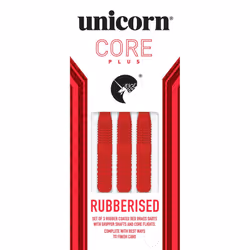 Unicorn Core Plus Dart Set Steel Tip Rubberised Brass Gripper 3 Shafts 21/23/25g - 23G, Red
