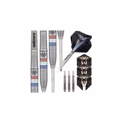 Steel Tip Darts Set | Jeffrey 'The Black Cobra' de Zwaan Maestro Phase 2 | 90% Natural Tungsten Barrels with Red, White & Blu ...