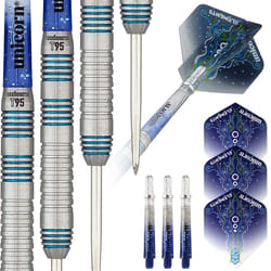 Steel Tip Darts Set | Core XL T95 Series Style 2 | 95% Tungsten Barrels with Blue Accents | 21 g