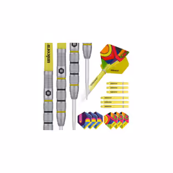 Darts Set | Flair 2 | 80% Natural Tungsten Barrels with Black & Yellow Accents & Laser Etched U Logo Hallmark | Steel Tip | 2 ...