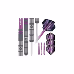 Darts Set | Amethyst 1 | 90% Natural Tungsten Barrels with Purple Accents & Laser Etched U Logo Hallmark | Steel Tip | 21 g