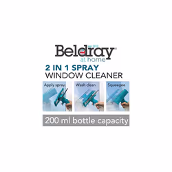 Beldray LA024275TQ Window Tile & Glass Cleaner, Removable Machine Washable Microfibre Pad and Squeegee Edge Window/Mirror Wiper, Multipurpos