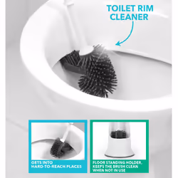 LA084538UFEU7 Antibac Bathroom Toilet Brush And Holder - Treated with Zinc Pyrithione To Prevent Bacteria Build Up, Non-Scratch Silicone Bristles,