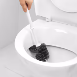 LA084538UFEU7 Antibac Bathroom Toilet Brush And Holder - Treated with Zinc Pyrithione To Prevent Bacteria Build Up, Non-Scratch Silicone Bristles,