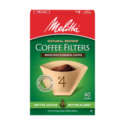 Melitta #4 Cone Coffee Filters  Unbleached Natural Brown  40 Total Filters Count - Packaging May Vary