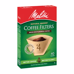 Melitta #4 Cone Coffee Filters  Unbleached Natural Brown  40 Total Filters Count - Packaging May Vary