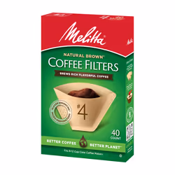 Melitta #4 Cone Coffee Filters  Unbleached Natural Brown  40 Total Filters Count - Packaging May Vary