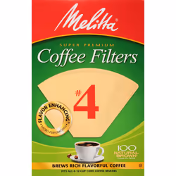 Melitta #4 Cone Coffee Filters Unbleached Natural Brown 100 Total Filters Count - Packaging May Vary
