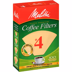 Melitta #4 Cone Coffee Filters  Unbleached Natural Brown  100 Total Filters Count - Packaging May Vary