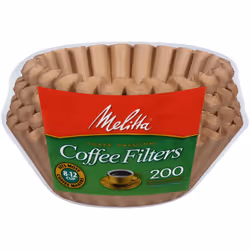 Melitta 8-12 Cup Basket Coffee Filters Natural Brown 200 Total Filters Count