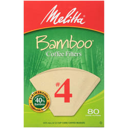 Melitta 4 Cone Coffee Filters  Bamboo  80 Count (Pack of 6) 480 Total Filters Count - Packaging May Vary