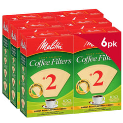 Melitta #2 Cone Coffee Filters  Unbleached Natural Brown  100 Count Pack of 6 600 Total Filters Count - Packaging May Vary