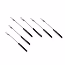 Swissmar Set of 6 Cheese Fondue Forks Dark Wood Handles