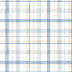 Norwall CK36629 Linen Plaid Bolt Wallpaper  Blue  Beige