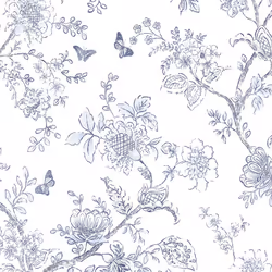 Norwall FH37539 Butterfly Toile Prepasted Wallpaper  Light Blue  Blue  Navy