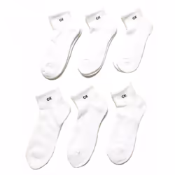 Calvin Klein Men's Socks - Cotton Cushioned Above Ankle Athletic Mini-Crew Socks (6 Pack) Size Shoe Size: 7-12 White