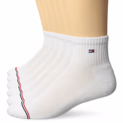 Tommy Hilfiger Men's 6 Pack Basic Sport Quarter White Sock Size: 10-