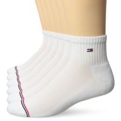 Tommy Hilfiger Men's 6 Pack Basic Sport Quarter  White  Sock Size: 10-