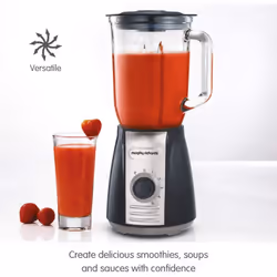 Morphy Richards 403010 Jug Blender with Ice Crusher Blades Inspire Kitchen Confidence, Glass, 600 W, 1.5 liters, Grey