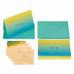 Papyrus Thank You Cards with Envelopes  Teal Ombre (16-Count)