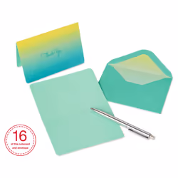 Papyrus Thank You Cards with Envelopes  Teal Ombre (16-Count)