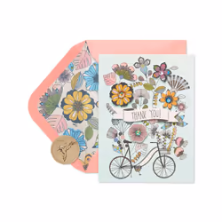 Papyrus Thank You Cards with Envelopes  Flowers & Bike with Glitter (8-Count)
