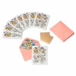 Papyrus Thank You Cards with Envelopes  Flowers & Bike with Glitter (8-Count)
