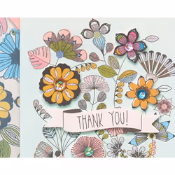 Papyrus Thank You Cards with Envelopes  Flowers & Bike with Glitter (8-Count)