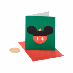 Papyrus Disney Christmas Cards Boxed with Envelopes Happiest and Merriest Mickey Mouse Ornament (20-Count)