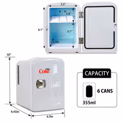 CocaCola Diet Coke Portable Thermoelectric Mini Fridge Cooler/Warmer 12vDC/220v AC home, dorm, car, beverages, snacks, skincare, cosmetics, medication
